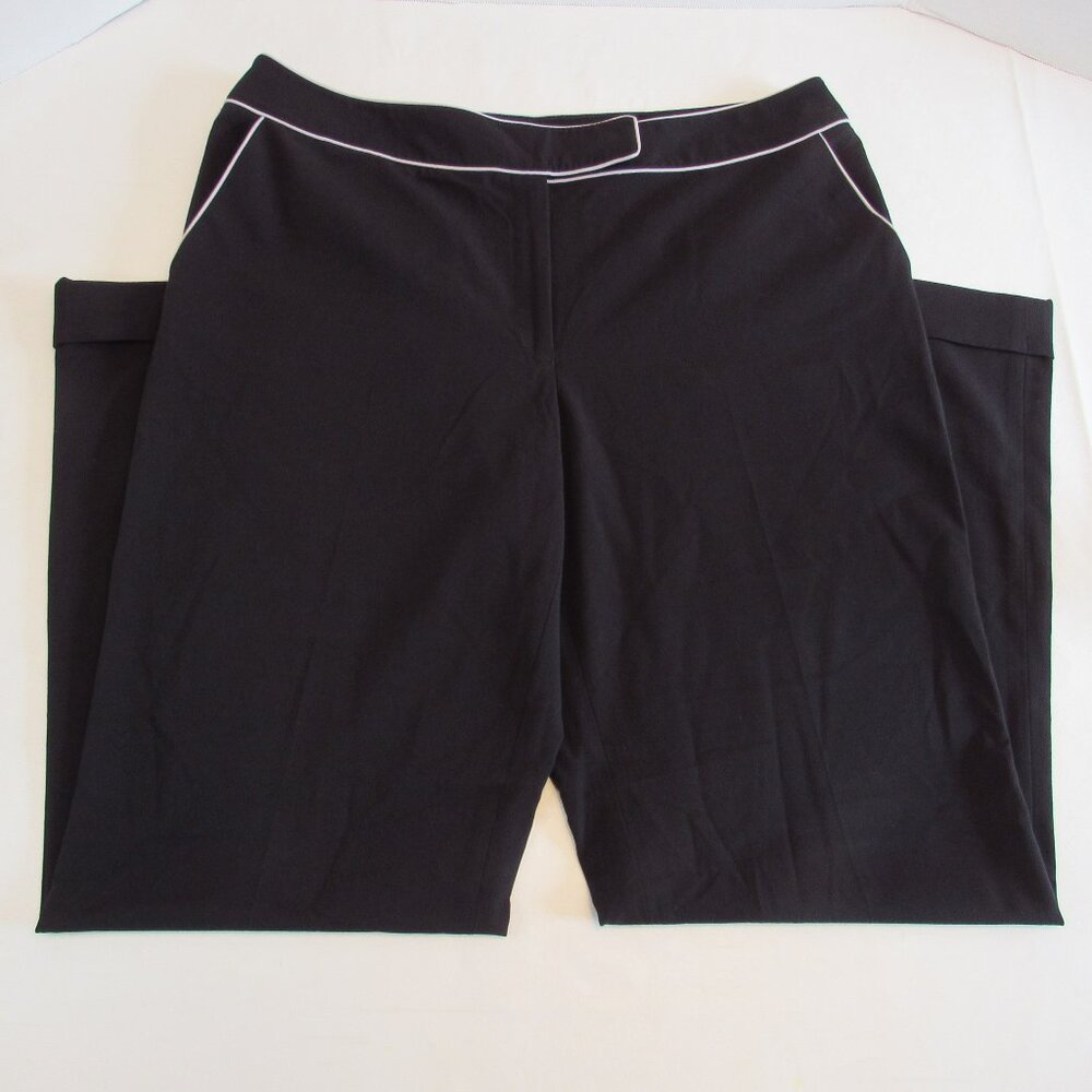 Apostrophe Black Stretch Cuffed Bottom Career Dress High Rise Pants Size 16